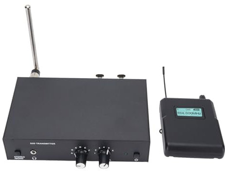 Plyisty IEM Inalámbrico, de Monitoreo de Oído Inalámbrico 863 a 865 MHz Clear Sound Precise con Transmisor y Receptor para Rendimiento en (Enchufe de la UE)