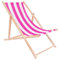 specwood Chaise Longue Pliante Bois - Transat en Bois Pliable pour Jardin, Balcon, Plage - Bain de Soleil Pliable en hêtre avec Toile Coton - Chilienne extérieur - 119x58 cm - Blanc & Rose
