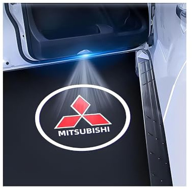 QSLLLY 2 Pièces Voiture Bienvenue Lampe pour Mitsubishi Pajero,LED Projecteur Logo Lumière Portière Éclairage Voiture Lumières Décorer Accessoire