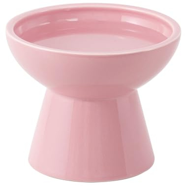 CEEFU Elevated Ceramic Cat Water Bowl - 6,2„ tiefere Schale für Schnurrhaare Ermüdungserleichterung, 5“ Höhe für einfache Fütterung, Blei & Cadmium frei, langlebige erhöhte Katzennäpfe, rosa