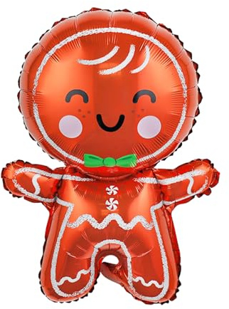 CHUNLINLAODA 6pcs Weihnachten Lebkuchenmann Luftballons Rot Aluminiumfolie Luftballons Weihnachtsfeier Dekoration