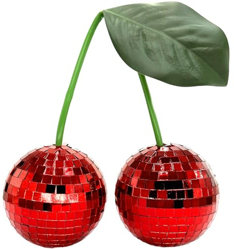 Discokugel Kirsche,Spiegelkugel,Rot Hängekugel,Discospiegelkugel zum Aufhängen,Discokugel Deko,Disco Ball für Party,Mirrorball,Kirsch-Dekor für DJ-Club,Bühne,Bar,Party,Urlaub,Dekoration