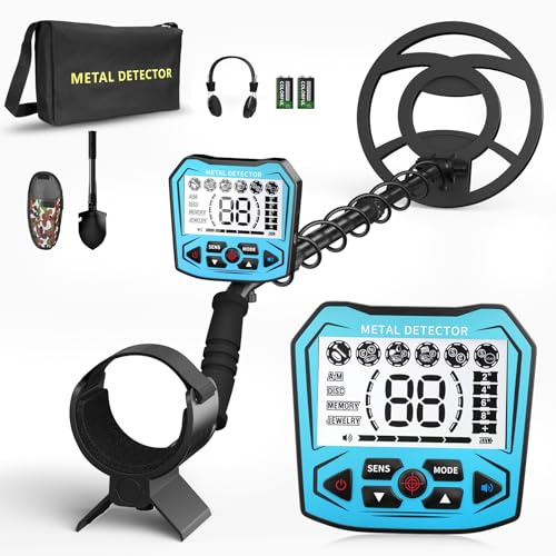 Haedswer Metalldetektor, Professioneller Metalldetektor mit LCD-Display, Unterstützt Batterie- und USB-Stromversorgung, 5 Erkennungsmodi (Hellblau)