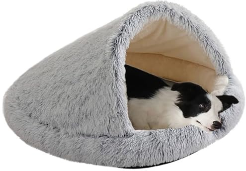 Ezmina Pet Tent Cave Bed For Small Cats Dogs Pets Plush Slipper Dog Bed Fluffy Puppy Sleeping Bag Warm Claming Cat Beds Kitty Bed Cozy Indoor Cave Bed For Kitten Dog Non-slip Bottom 50 * 60cm