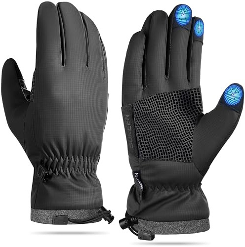 Sukeen Winterhandschuhe Herren Damen Thermo Fahrradhandschuhe Herren Winter Touchscreen wasserdichte Handschuhe mit Anti-Rutsch zum Radfahren Laufen Skifahren Autofahren Wandern Arbeiten (Schwarz, M)