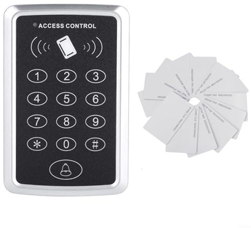 Besshepplo Card Swipe Access Control Machine with Keypad and Card Reader Supports 1000 Users Dual Entry Methods for Home Office Apartment Hotel Includes Doorbell Button ABS Mat