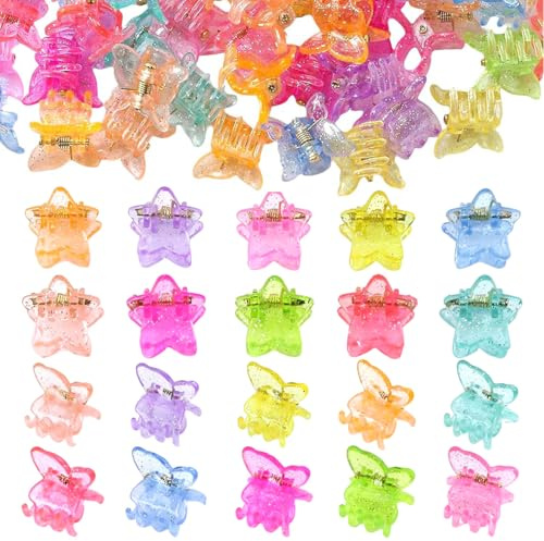 VONJUMA 40 Pezzi Fermaglio Per Capelli A Farfalla E Stella Piccolo Con Farfalla E Stella Mini Fermagli Per Capelli A Forma Di Farfalla Per Bambini E Donne