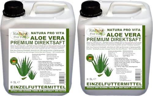 Aloe Vera Pferd Premium Direktsaft aloinfrei ohne Chemie Aloevera Saft aus dem Innengel der Aloe Vera 10L Kanister (2X 5L)