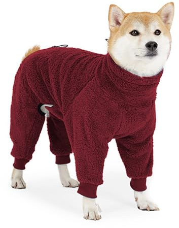 TFAOYS Hunde-Overall mit vier Beinen, doppelseitiges Fleece-Outfit, Wärme-Pyjama für kleine bis große Rassen, Winteraktivitätskleidung, wendbar, Thermo-Hundemantel, vierbeinig