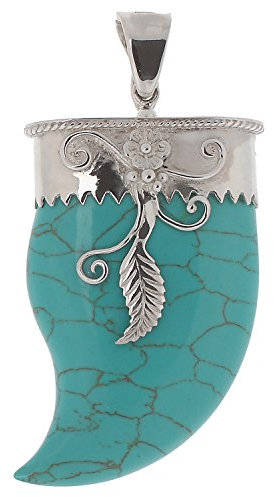 Jewel24 Vario-Clip Ketten-Anhänger echt 925 Sterling Silber mit Türkis Zahn Damenanhänger groß