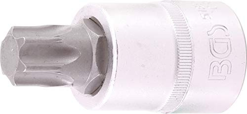 BGS 5189-T90 | Bit-Einsatz | T-Profil (für Torx) T90 | Antrieb Innenvierkant 20 mm (3/4) | Länge 80 mm | Chrom-Vanadium-Stahl | verchromt, matt | mit Rändelung