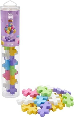 Plus-Plus 9603225 Kreativ-Bausteine Big Tube, Pastell, Geniales Konstruktionsspielzeug, 15 Teile, Pastel