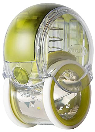 Chef'n GraterZoom Mini Tritatutto e Affettatrice, Grattugia Rotante per Aglio, Zenzero, Curcuma, Cioccolato, Parmigiano, Verde, 7,5 x 5,5 x 10 cm