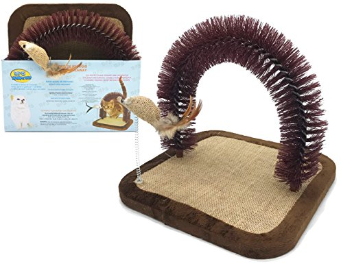 BPS® Rascador Juguete para Gatos Gatitos Mascotas Rascador de Refigio Forma Arco con Juguete Ratón 28 x 26 x 26 cm BPS-3335
