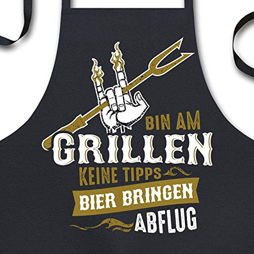 YORA Grillschürze für Männer lustig - Vatertagsgeschenk - Bin am Grillen - Kochschürze Inkl. personalisierbarer Urkunde - lustige Geschenke zum Vatertag (Bin am Grillen) (R'n'R)