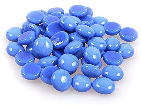 Glänzender, reflektierender Feuerglas-Kies, Feuersteine oder Perlen für Feuerstellen, Aquarien, Sukkulenten oder als Gartendekoration, 17-19 mm, 335 g. china blue