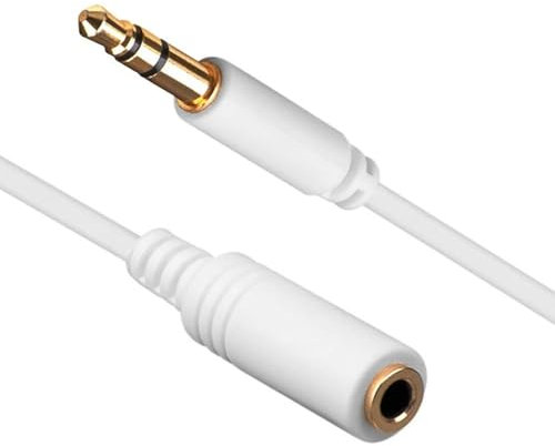 CABLEPELADO Cavo audio prolunga prolunga | Jack Audio Stereo 3,5 mm Maschio a Femmina | Prolunga Audio Stereo | per Altoparlanti, Cuffie, Cellulare, Tablet, MP3 | Bianco | 5 Metri