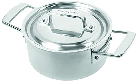 Demeyere casserole induction Essential 5 – Casserole inox avec couvercle pour tous types de cuisinières dont induction – Casserole en inox à 5 couches - 30 ans de garantie - Ø 16 cm