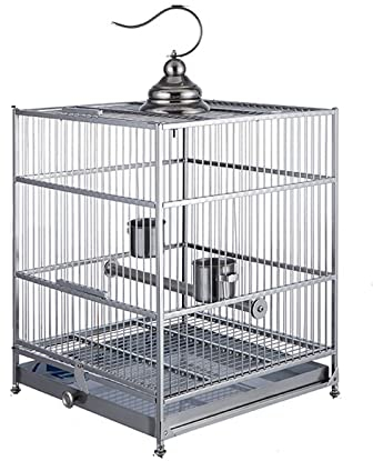 Käfig Für Papageiensittiche Vogel Reisekäfig Groß 304 Edelstahl Licht Luxus Vogelkäfig Papagei Käfig Zuchtkäfig for freie Bewegung in großem Raum Für Sittiche, Unzertrennliche, Graupapageien, Sitt