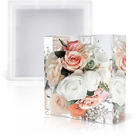 Judanna - Stampi di grandi dimensioni in silicone, resina epossidica, per fiori, fermalibri, sottobicchieri, per fai da te, organizer da scrivania, quadrato