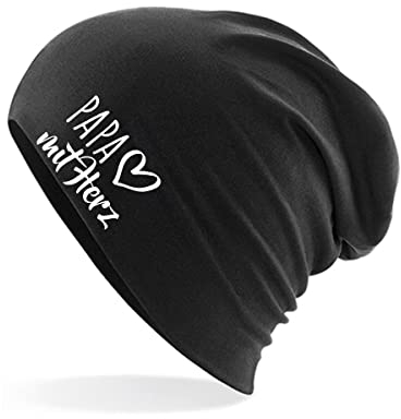 Huuraa Beanie Papa mit Herz Geschenk Black Papa Präsent