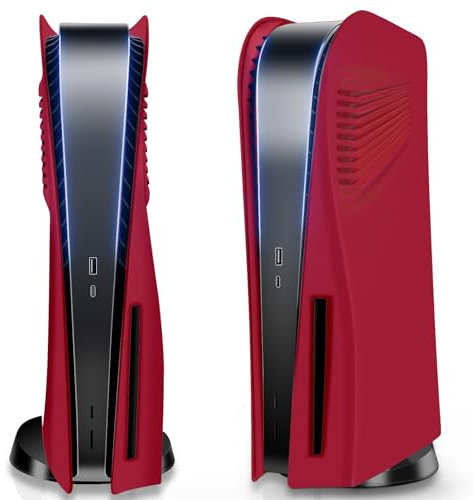 SIKEMAY Console Cover Plates for Disc Edition, PlayStation 5 Accessories Covers Faceplate Custom Hard Shockproof with Cooling Fan Vents Dust Protective ABS Skins Shell Side Panels - Cosmic Red
