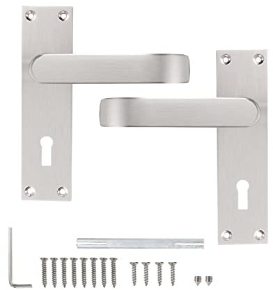 Probrico Victorian Straight Lever Door Handle, Elegant Door Handle Sets on Backplate 154mm X 40mm, for Internal or External Doors That Require Key Locking, 1 Pack