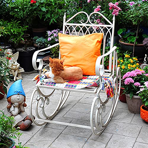 Antiker Gartenstuhl, Distressed Farmhouse Lounge Chair, Schaukelstuhl aus Schmiedeeisen im Retro-Stil, Schaukelstuhl aus Metall, Hirtenbänke für Hinterhof-Terrassenhof am Pool