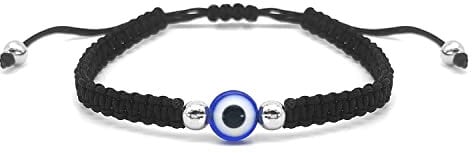 CHEERYMAGIC Evil Eye String Bracelets, Adjustable Handmade Evil Eye Bracelet Black String Bracelet Protection Bracelets Lucky Friendship Friendship for Women&men A6-LYJSL (Black)