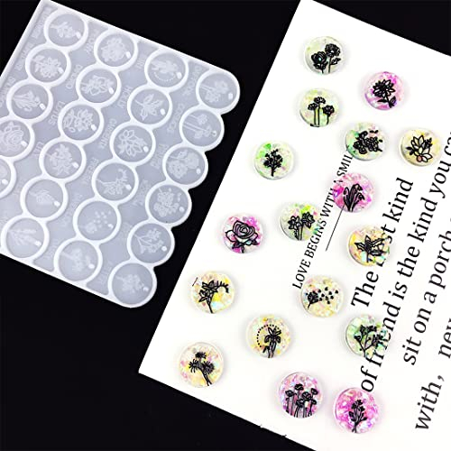 DIYBravo Rund Epoxidharz Silikonform Blume Resin Form Ohrring Lesezeichen Schlüsselanhänger Formen Schmuck Anhänger Harz Form Gießform für Earring Jewelry Mold