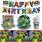 Ruenie 42 Pcs Turtles Anniversaire Vaisselle, Turtles Gobelet Carton, Assiette Et Serviette, Nappe, Banniere Happy Birthday, Turtles Decoration Anniversaire Garcon, Turtles Fête Vaisselle Set Enfant