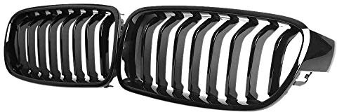 Peukerty Nieren-Kühlergrill vorne für 3er-Serie F30 F31 F35 2012–2018 (Einzel-Lamellen-, schwarz, 2-teiliges Set)
