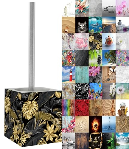 WC Bürste, viele schöne WC-Bürsten zur Auswahl, hochwertige Qualität, Elegantes Design (Golden Leaves)