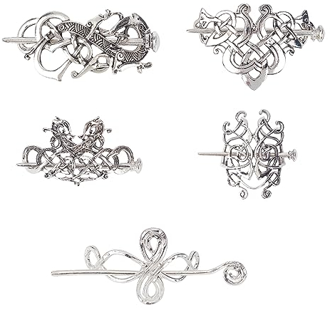 NICENEEDED 5 pinces à Cheveux Celtiques Viking, Épingles à Cheveux Barrettes Celtiques Vintage, Noeud en Métal Bâton à Cheveux Barrette à Cheveux Barrette à Cheveux Accessoires pour Cheveux Rétro pour