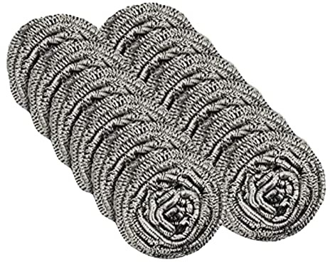 TEEKU 12PC Stainless Steel Wire Cleaning Ball Kitchen Store Cleaning Ball Steel Wool Scrubber Pad Used For Dishes Scrub Brush for Cleaning (Silver, One Size)