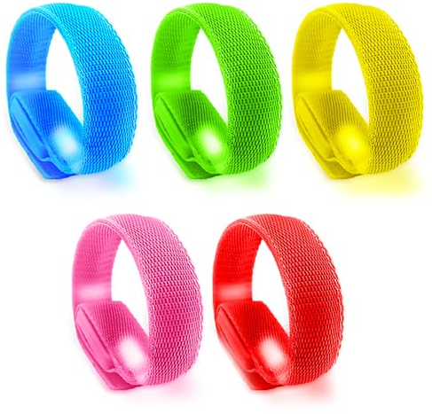 mizikuu LED Armband, 5 Stück Leuchtarmbänder Kinder leuchtende Armbänder, LED Slap Armband, Blinkend Dunkeln Leuchten Armbänder Leuchtband Joggen Leuchtarmband Dunkles Partyzubehör