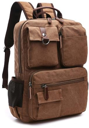 XINYASEE Vintage Mochila de lona para portátil, Mochila Senderismo Camping Colegio Retro High School Vintage Mochila Colegio 16 Laptop Bolsa de viaje de los hombres Escuela Camping (café)