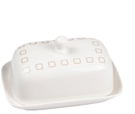 GLigeT Butterschale Einfaches Rechteck im europäischen Stil mit Deckel, Keramik-Butterdose, Käsebutterbox, westliche Käsekonservierungsbox Butterglocke