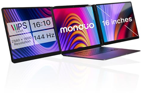 Monduo Pro Duo - Extensor de pantalla dual IPS 2K 144Hz 100% DCI-P3 compatible con MacBook M1/M2/M3 y Windows, HDMI/USB-C, ideal para juegos y uso profesional