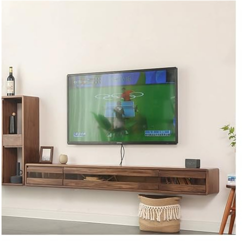 TV-Ständer TV Schrank Kreativer schwebender TV-Ständer mit Aufbewahrungsschrank und herunterklappbaren Türen, 70,8 Zoll große schwebende Medienkonsole zur Wandmontage unter dem TV-Unterhaltungsregal W