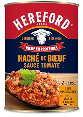 Hereford - Haché de Boeuf Sauce Tomate 400g - 100% origine France - Sans conservateur - Prêt à consommer