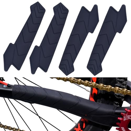 BESNIN 2 Protezioni per Catena in Silicone per Mountain Bike, proteggono Il Telaio della Bici per la Maggior Parte delle Biciclette (4pcs Regolare Protezione Catenina per Bici)