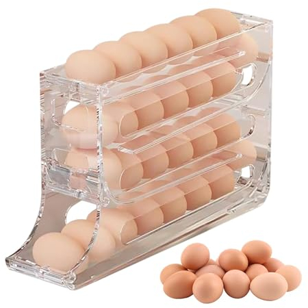 Eierhalter Für 30 Eier, Eier Organizer 4 Etagen Eierhalter Für Kühlschrank, Eierbehälter Für Kühlschrank, Eier Aufbewahrungsbehälter, Automatisch Rollender Eierspender Für Aufbewahrung Im Kühlschrank