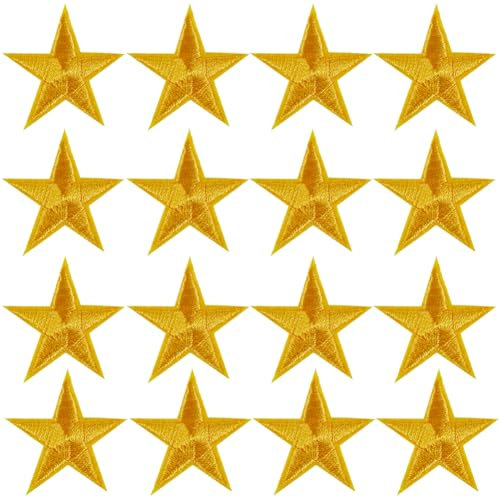 GORGECRAFT 50PCS Small 5Star Iron on Patches 29mm Gold Stars Embroidered Appliques Mini Star Shape Sew on Patches for Clothes Repair Jeans Jackets Backpack Bags Shoes Decoration Garment Embellishments