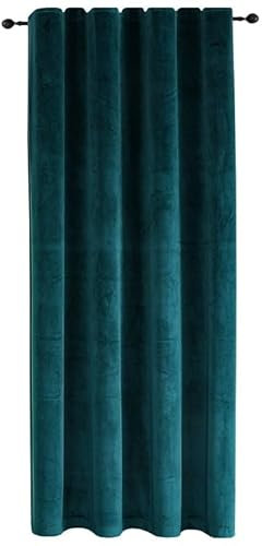 TiborTex Verdunkelungsvorhang Samt weich 140x145 cm Petrol Vorhang Kräuselband Blickdicht Gardine abdunkelnd U-Band