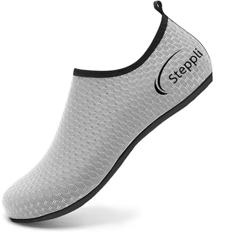 Steppli Water Shoes Yoga Quick-Dry Lightweight Swim Pool Sea Breathable Aqua Wet Socks for Men Women Grey EU38/39=UK4.5/5.5