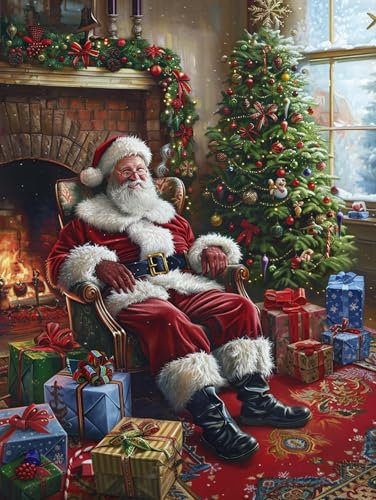 Reofrey - Le père Noël Peinture Numero Adulte Peinture Enfants | Noël Peinture par numéros Kits | Set Peinture Acrylique DIY avec pinceaux | 40x50 cm sans Cadre