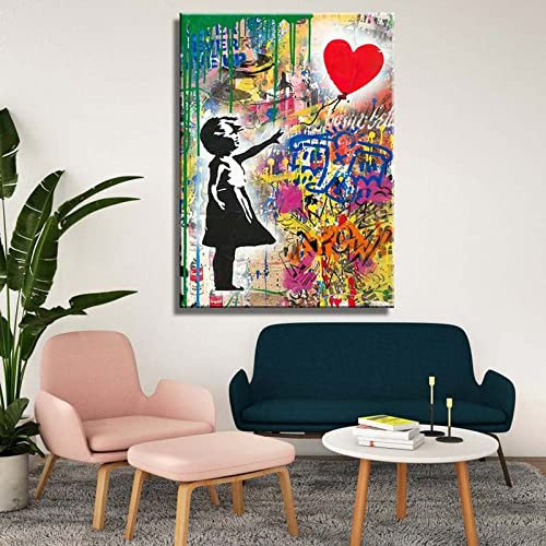 Lakabara Mr. Brainwash Kunstwerk Banksy Red Balloon Girl Follow Your Dreams Street Grafitti Art Leinwand Gemälde Banksy Poster Moderne Kunstdrucke 50 x 70 cm rahmenlos