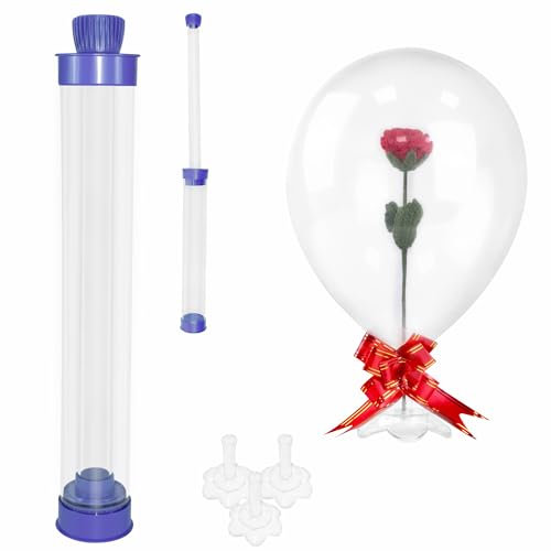 PC Blume Stuffer Tube, Ballon-Füllmaschine Kit mit Vasenfuß, Ballon-Füllmaschine Dedicated, Wiederverwendbare Blumenschläuche für 12-Zoll-Latex-Ballons, Geschenk für Geburtstagsfeier Kunstballons