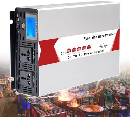 pealiritansemen Onduleur De Puissance, Onduleur À Onde Sinusoïdale Pure, Matériau en Alliage D'aluminium, Onduleur De Voiture CC À Ca, pour Machine À Laver, Four À Micro-Ondes,48V-4000W